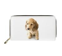 Dolyues Lovely Cocker Spaniel Print Women Long Pu Leather Clutch Zip Wallet,Large Capacity Organizer Holder Bags,Ladies Purses(White)