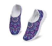 Dolyues Mandala Purple Women's Athletic Sneaker Lightweight Casual Lotus Flower Ethnic Mesh Walking Shoes - Ultra Lightweight Slip on Trainer