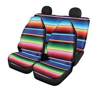 Dolyues Mexican Colorful Ethnic Stripe Print Car Seat Covers Full Set,4 Pcs Auto Front and Back Seat Cover,Car Accessory