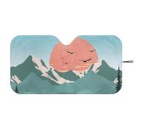 Dolyues Mountain Car Windshield Sun Shade Cute Heat Protection Large Size Truck Sunshade Space-Saving UV-Blocking Camping SUV Sunshield 66x34 Inch