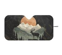 Dolyues Mountain Deer Windshield Cover Sun Shade UV Protection Oversized SUV Car Shield Sun Protector Quick Setup Camping Road Trip Truck Sunshield 66x34