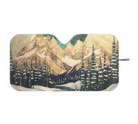 Dolyues Mountain Forest Windshield Sun Shade Funny UV-Blocking Oversized SUV Sunshade for Car Windows Cooling Camping Road Trip Truck Sunshield 66x34