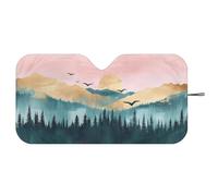 Dolyues Mountain Truck Sun Shade Heat Protection Large Sunshade for Car Windshield SUV Full Coverage Road Trip Parking UV-Blocking Sunshield 66x34