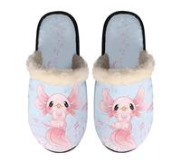 Dolyues Music Axolotl Slippers Cute Sliders for Girl Women Boy, Cartoon Fish with Musical Notes Print Slippers Cosy Warm House Shoes