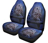 Dolyues Night Owl On The Tree Print Car Seat Covers Front Pairs,Auto Seat Protector Interior Decor,Universal Fit for Car Truck Suv
