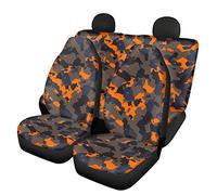 Dolyues Orange Blue Camouflage Print Car Seat Covers Full Set for Men Gifts,Auto Interior Accessory Protector,4 Pcs Set