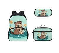 Dolyues Otter School Bags Back Packs Purse for Kids Cute Lunch Bag Pen Case Set Casual Daypack Rucksack Backpack for School Girls Bookbag