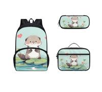 Dolyues Otter Schoolbags with Lunch Tote Pencil Bag Cute Elementary Middle School Bookbag 3 in 1 Set Teens Students Back Pack Girls School Backpack
