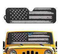 Dolyues Patriotic Car Window Shades Front Windshield UV Block Black Grey American Flag Sunshade Foldable Heat Insulation Sunshield for SUV Truck Sedan