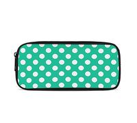 Dolyues Pencil Case Green and White Dots Large Capacity Pen Cases Durable Pencil Pouch with Zippers Cosmetic Bags for Teenagers Girls Women