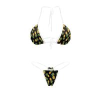 Dolyues Pineapple Swimsuit for Women Two Piece Clear Strap Cheeky Mini Micro Thong Brazilian Bikini Set Tropical Bikinis Swimwear