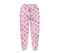 Dolyues Pink Axolotl Trousers Casual Long Activewear Trousers with Pocket for Girl Boy Kids Cartoon Fish Print Active Pants for Age 4-15 Child