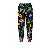 Dolyues Psychedelic Mushrooms Sweatpants Colorful Magic Mushroom Joggers Elastic Trousers Regular Fit Sportswear for Running Workout Exercise
