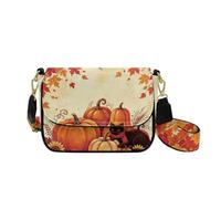 Dolyues Pumpkin Black Cat Leather Mini Crossbody Bags for Women