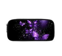 Dolyues Purple Butterfly Stylish Girls' Pencil Case - Large Capacity Zippered Organizer for School and Office Supplies, Perfect for Stationery Storage