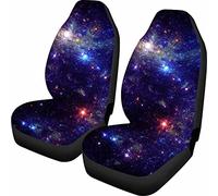 Dolyues Purple Starry Sky Car Seat Covers Front Seats Only Bucket Vehicle Seat Protector Accessories Universal Purple Seat Cover for Cars, SUV, Sedan, Van, Trucks Full Set 2 Piece