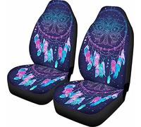 Dolyues Purple Womens Front Seats Car Seat Cover Dreamcatcher Feather Lotus Driver Seat Cover Decor Protector Full Set 2pcs Accessories for Women Vehicle Bucket Sedans