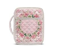Dolyues Quilted Bible Tote Bag for Women Pink Floral Small Bible Cover Case 6x9 Scripture Cases for Sunday Service Religious Gifts for Her Scratch Proof