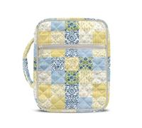 Dolyues Quilted Patchwork Bible Cover Bag for Women Fit for Standard Bibles Yellow Blue Elegant Bible Carrier 6x9 Bible Case for Teen Girls Travel Scratch Proof