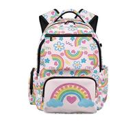 Dolyues Rainbow Backpack for Second Grade Girls 8-10 Years Old Cute School Bookbag for Elementary Kids Large Capacity Travel Daypack Comfortable Carry