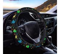 Dolyues Rainbow Cartoon Dinosaur Print Auto Steering Wheel Cover,Interior Accessory Protector On Stretch Universal Size 14-15 Inch Car Steering Wheel
