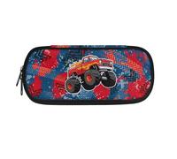 Dolyues Red Tractor Pencil Case for Boys Men Cool Pencil Cases Big School Stationery Bag Large Capacity Pencil Pen Pouch Bags with Compartment