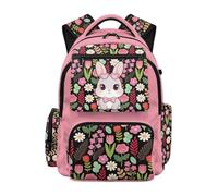 Dolyues Second Grade Backpack for Girls 8-10 Years Old Bunny Cute Elementary School Bookbag for Kids Large Capacity Travel Daypack with Multi Pockets