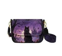 Dolyues Soft Leather Crossbody Bags for Women Black Cat