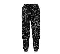 Dolyues Spider Web Sweatpants, Black, for Women Men Unisex, Long Active Pants with Pockets Oversized Joggers for Running Hip-Hop Halloween Pants
