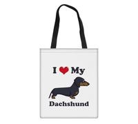 Dolyues Stylish Canvas Tote Bag for Women - Versatile Teacher Bag with Pocket for Work, Travel, and Shopping - Reusable and Durable-I Love My Dachshund