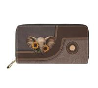Dolyues Sunflower Elephant Vegan Leather Clutch Animal Wallet for Her Mother's Day Animal Print Purse Personalized Service