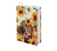 Dolyues Sunflower Highland Cow Jumbo Book Covers, Blue Butterfly Stretch Book Protective Sleeves for Hardcover Textbooks Notebooks Reusable Washable Textbook Covers up to 9x11 Inches