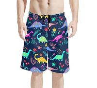 Dolyues T-Rex Dinosaur Shorts for Men, Blue, Mens Running Gym Sport Shorts Breathable Outdoor Workout Training Shorts Swim Trunks with Pocket, Cartoon Animal Shorts