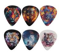 Dolyues Tiger 6 Pcs Full Set Guitar Picks Cool Guitar Pick for Women Kids, ABS Material Acoustic Guitar Plectrums for Most Musician Players, Protect Your Fingers
