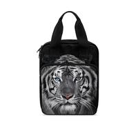Dolyues Tiger Print Bible Cover Carrying Book Case Church Bag with Handle and Zippered Pocket, Black Bible Bag Bible Protective Case for Men and Women