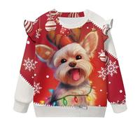 Dolyues Toddler Girl Christmas Outfit Baby Girl Crewneck Sweatshirt Christmas Dog Tops Cute Little Girl Clothes with Long Sleeve for Travel Play Outdoor Red 3-4T