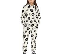 Dolyues Tracksuit Set, Animal Dog Paws Print Hoodie and Jogging Bottoms for Kids Children Teenager, 2 Piece Outfit Set with Pocket