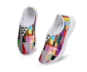 Dolyues Triangle Abstract Women Trainers Flats Shoes - Retro Art Funky Street Style Comfortable Footwear Sneakers Driving Loafers Walking Shoes