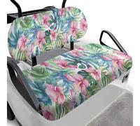 Dolyues Universal Golf Cart Seat Covers Floral Tropical Palm Leaf Golf Cart Accessories Comfortable Machine Washable Golf Cart Seat Blanket Polyester