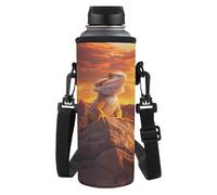 Dolyues Water Bottle Holder for Boys, Polyester Bottle Sleeve with Adjustable Strap - Basketball Court, Lizard Print Cycling Bottles Cover (Yellow)