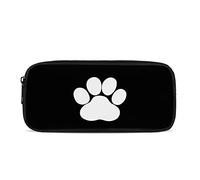 Dolyues White Dog Paw Print Big Pencil Case Large Capacity Pen Bag Pouch Zipper Storage Organizer Holder Bags for Teenagers Girls and Boys(Black)