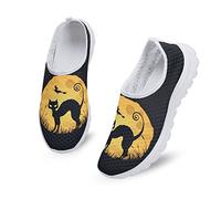 Dolyues Witch Cat Trainers Womens Walking Shoes - Halloween Moon Mesh Sneaker for Women Ladies Running Breathable Athletic Sneakers