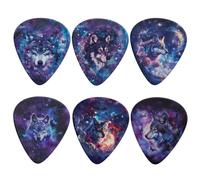 Dolyues Wolf 6 PCS Guitar Picks Blue Guitar Pick Plectrums for Bass Electric, Acoustic Guitars Classical Triangle 0.96mm Cool Guitar Plectrums