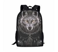 Dolyues Wolf Dream Catcher Backpacks for Kids Graphic Animal Print School Backpack Middle High Student Back Pack with Adjustable Shoulder Strap