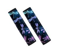 Dolyues Womens Auto Seat Belt Covers Shoulder Strap Pads Protector, Purple Dragonfly Starry Print Car Seatbelt Cushion Set of 2 Pack Universal for Bags/Shoulder Bag/Sedan/Truck