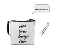 Dolyues Womens Bucket Bag Womens Wallets and Long Keychain for Women Image Customization Women Handbags Set with Keychain 3 Pcs Personalized Fashion Set