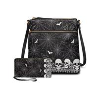 Dolyues Womens Crossbody Purses and Handbags Halloween Spider Web Skull