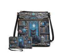 Dolyues Womens Purses and Wallets Halloween Black Cat Book