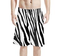 Dolyues Zebra Stripes Pattern Shorts Quick Dry Sport Shorts Casual Lounge Shorts for Walking Fishing Black White Bathing Short for Men