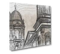 Dom Berlin Cathedral in Abstract Modern Canvas Wall Art Print Ready to Hang, Framed Picture for Living Room Bedroom Home Office Décor, 20x20 Inch (50x50 cm)